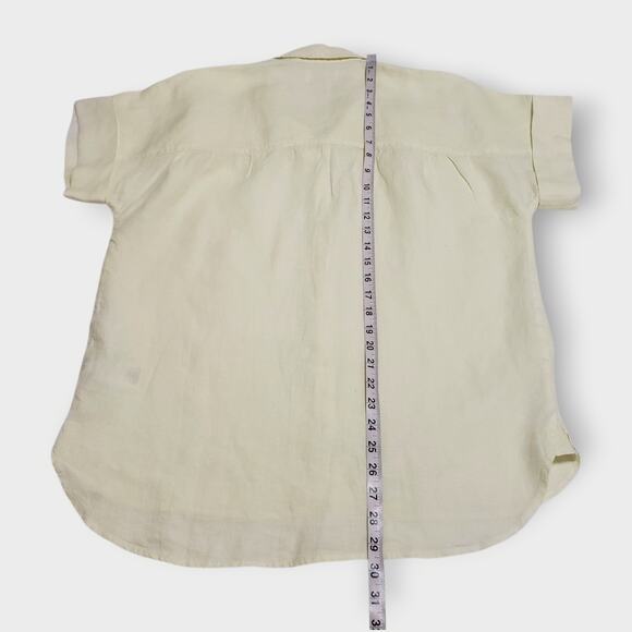 J. Crew Womens Baird McNutt Irish Linen Relaxed Fit Shirt Butter Yellow Sz Small - Picture 11 of 11